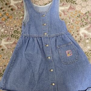 Lee Vintage Denim Jumper Dress - sz 6X Made In USA 90's